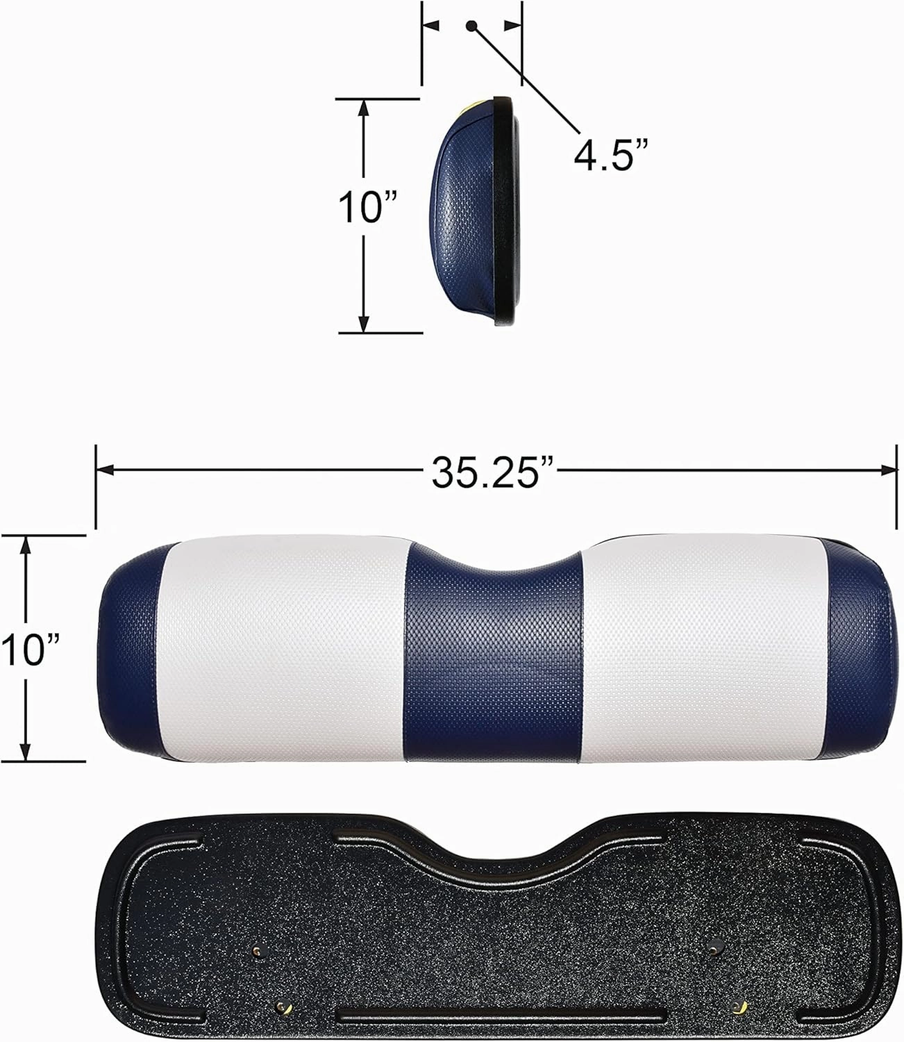 EZGO TXT Replacement Golf Cart Seat Cover Staple On Installation - 2 Piece - Premium Marine Vinyl - 5 Panel Stitching - Two-Tone (Black & Charcoal)