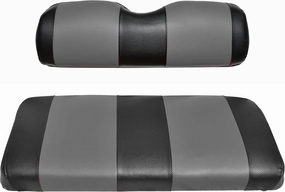 EZGO TXT Replacement Golf Cart Seat Cover Staple On Installation - 2 Piece - Premium Marine Vinyl - 5 Panel Stitching - Two-Tone (Black & Charcoal) vinyl accessories,turntable parts,record player tools,