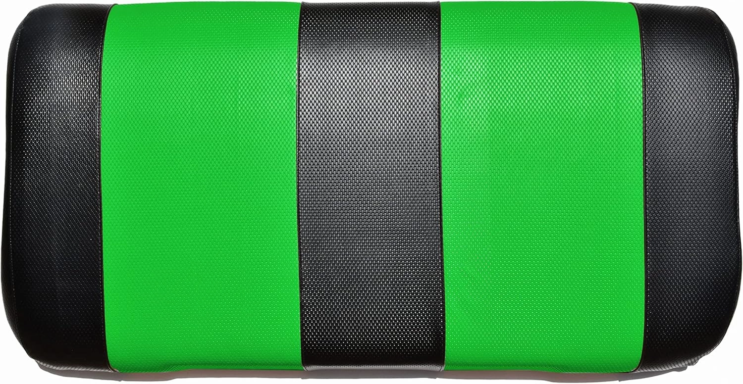 EZGO TXT Replacement Golf Cart Seat Cover Staple On Installation - 2 Piece - Premium Marine Vinyl - 5 Panel Stitching - Two-Tone (Black & Lime Green)