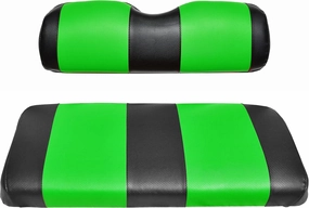 EZGO TXT Replacement Golf Cart Seat Cover Staple On Installation - 2 Piece - Premium Marine Vinyl - 5 Panel Stitching - Two-Tone (Black & Lime Green) vinyl accessories,turntable parts,record player tools,