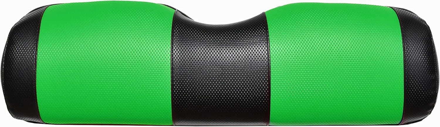 EZGO TXT Replacement Golf Cart Seat Cover Staple On Installation - 2 Piece - Premium Marine Vinyl - 5 Panel Stitching - Two-Tone (Black & Lime Green)