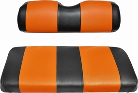 EZGO TXT Replacement Golf Cart Seat Cover Staple On Installation - 2 Piece - Premium Marine Vinyl - 5 Panel Stitching - Two-Tone (Black & Orange) vinyl accessories,turntable parts,record player tools,