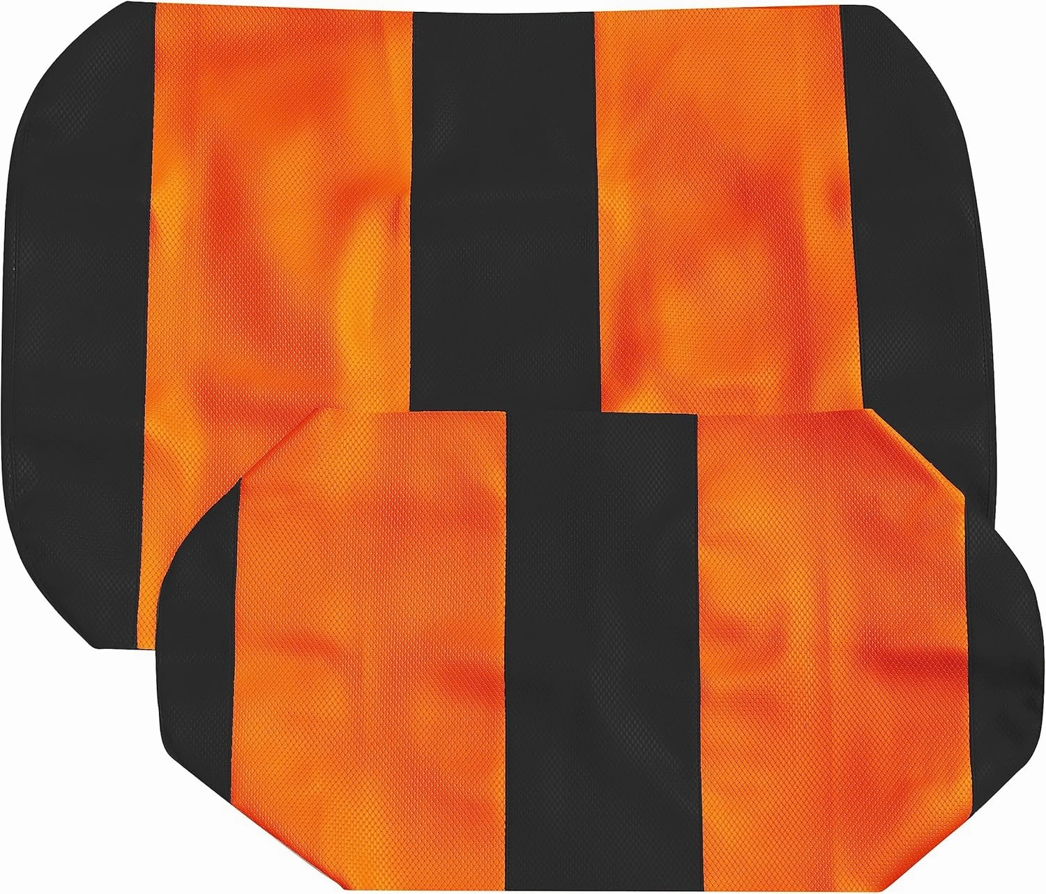 EZGO TXT Replacement Golf Cart Seat Cover Staple On Installation - 2 Piece - Premium Marine Vinyl - 5 Panel Stitching - Two-Tone (Black & Orange)