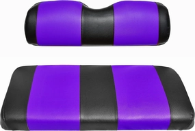EZGO TXT Replacement Golf Cart Seat Cover Staple On Installation - 2 Piece - Premium Marine Vinyl - 5 Panel Stitching - Two-Tone (Black & Purple) vinyl accessories,turntable parts,record player tools,