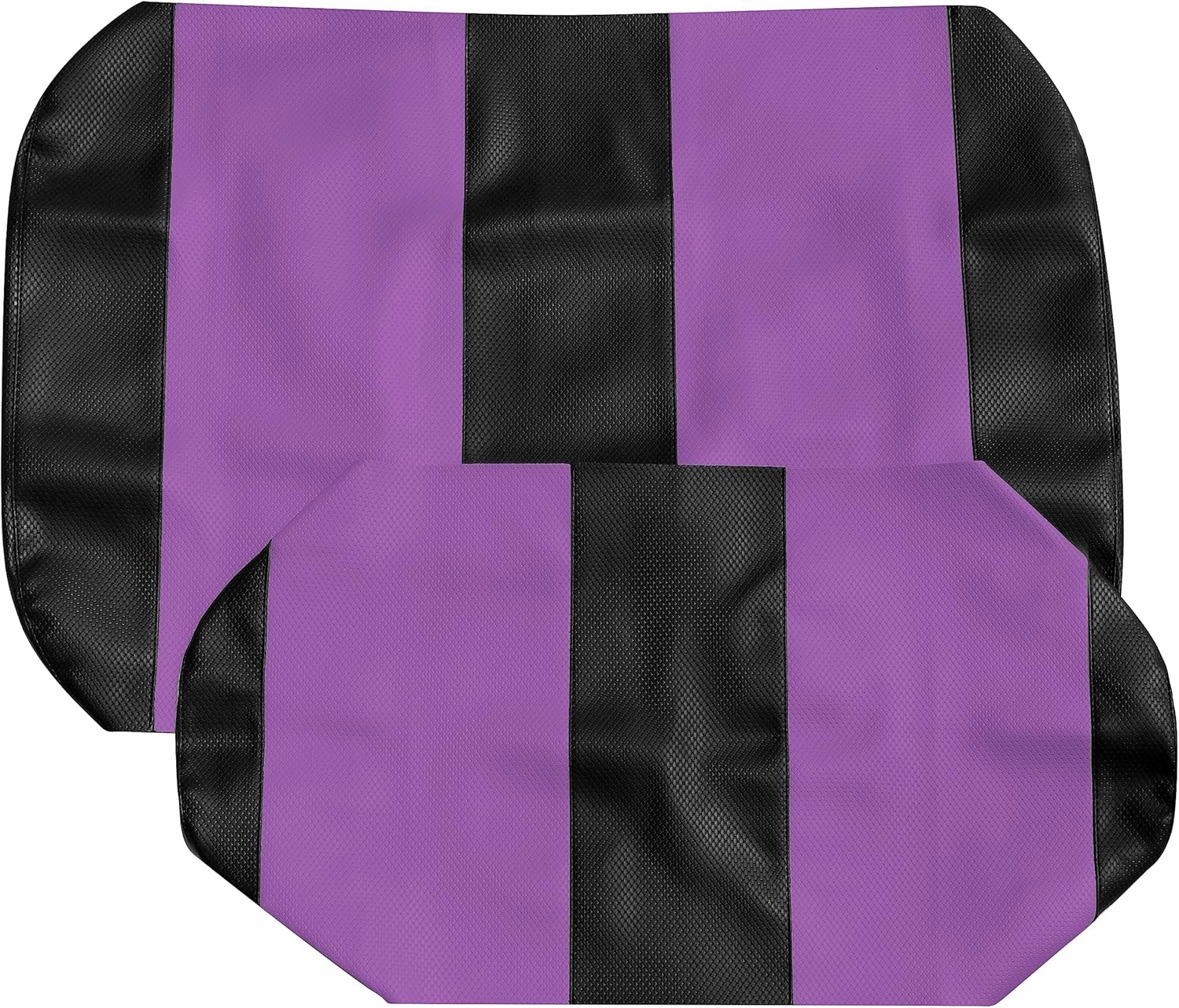 EZGO TXT Replacement Golf Cart Seat Cover Staple On Installation - 2 Piece - Premium Marine Vinyl - 5 Panel Stitching - Two-Tone (Black & Purple)