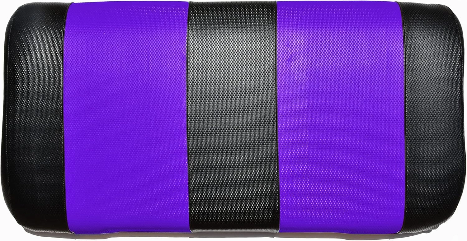 EZGO TXT Replacement Golf Cart Seat Cover Staple On Installation - 2 Piece - Premium Marine Vinyl - 5 Panel Stitching - Two-Tone (Black & Purple)