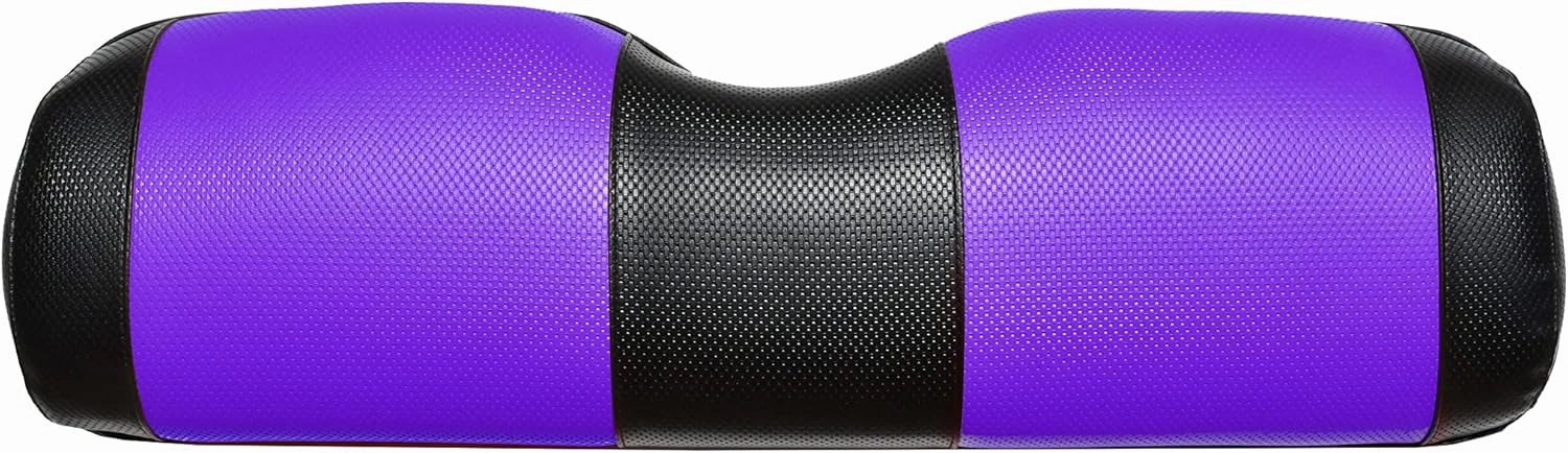 EZGO TXT Replacement Golf Cart Seat Cover Staple On Installation - 2 Piece - Premium Marine Vinyl - 5 Panel Stitching - Two-Tone (Black & Purple)