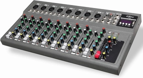 F10 Professional Audio Mixer for keyboard guitar mics with Bluetooth, 7 Channel Mixing Console with USB Clean Audio Interface, Stereo Equalizer, Ideal for Rehearsals,Church and Karaoke live show mixer console,audio mixing desk,DJ console,