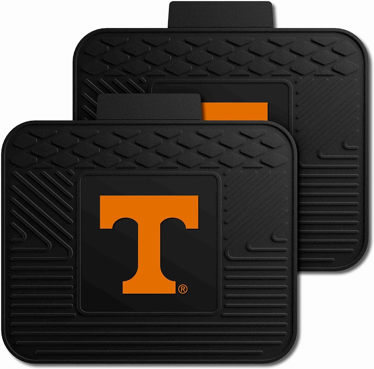 FANMATS 39384 University of Tennessee 4-pc Vinyl Car Mat Set | Black | Front & Rear Car Mats | T Primary Logo