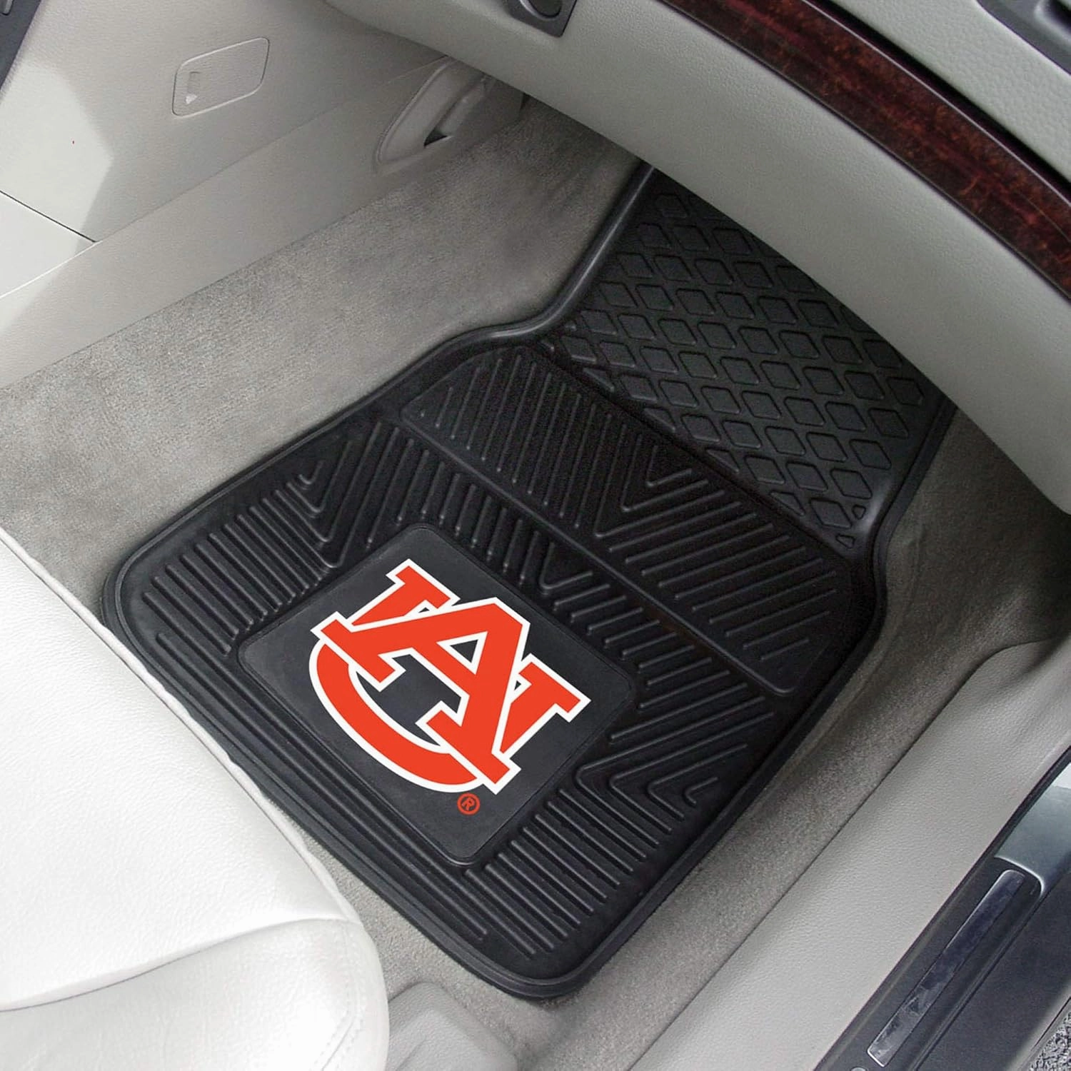 Fanmats Auburn University Tigers Set of 4 Car Mats for Cars, SUV, Pickups - All Weather Protection, Deep Reservoir Design, Universal Fit - 3D NCAA Team Logo - 29x17 Front - 14x 17 Rear Mat