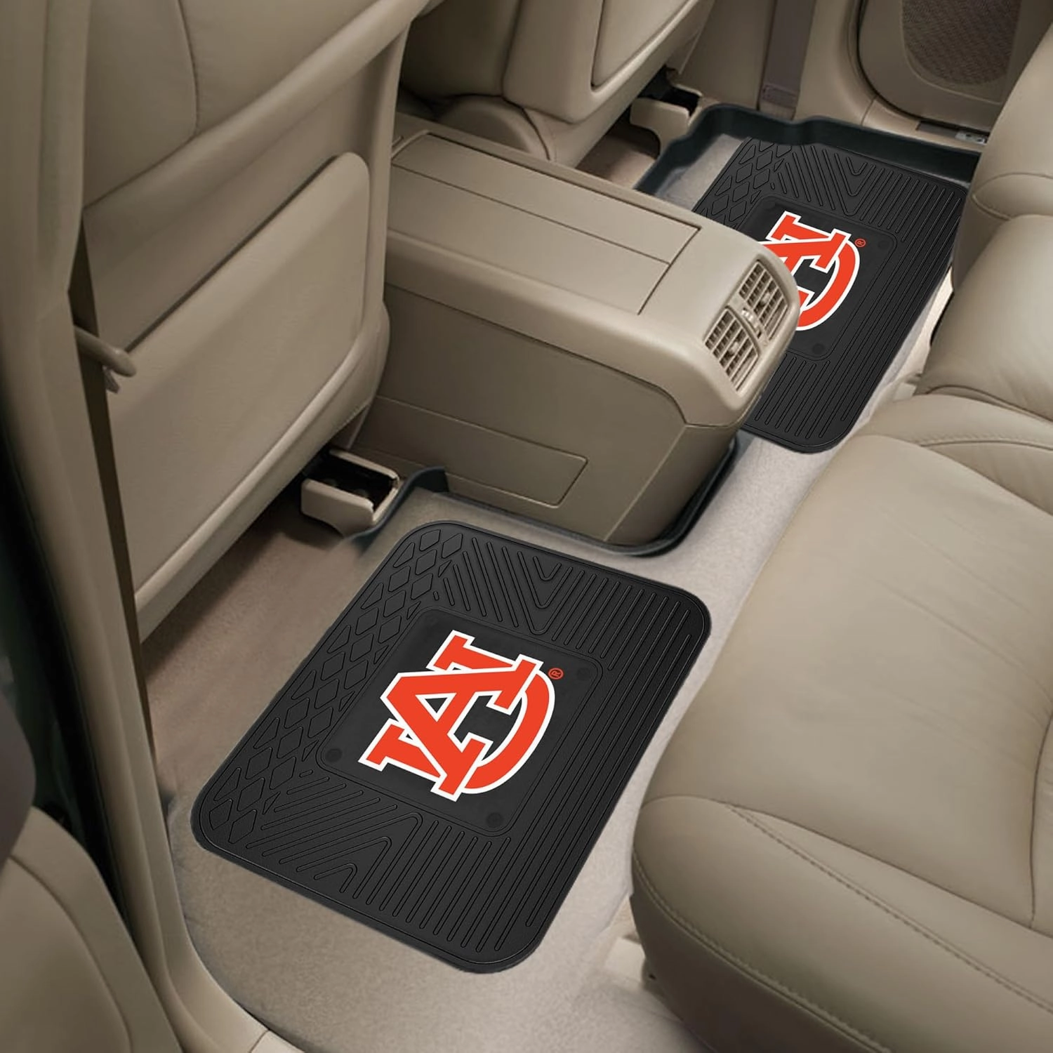 Fanmats Auburn University Tigers Set of 4 Car Mats for Cars, SUV, Pickups - All Weather Protection, Deep Reservoir Design, Universal Fit - 3D NCAA Team Logo - 29x17 Front - 14x 17 Rear Mat