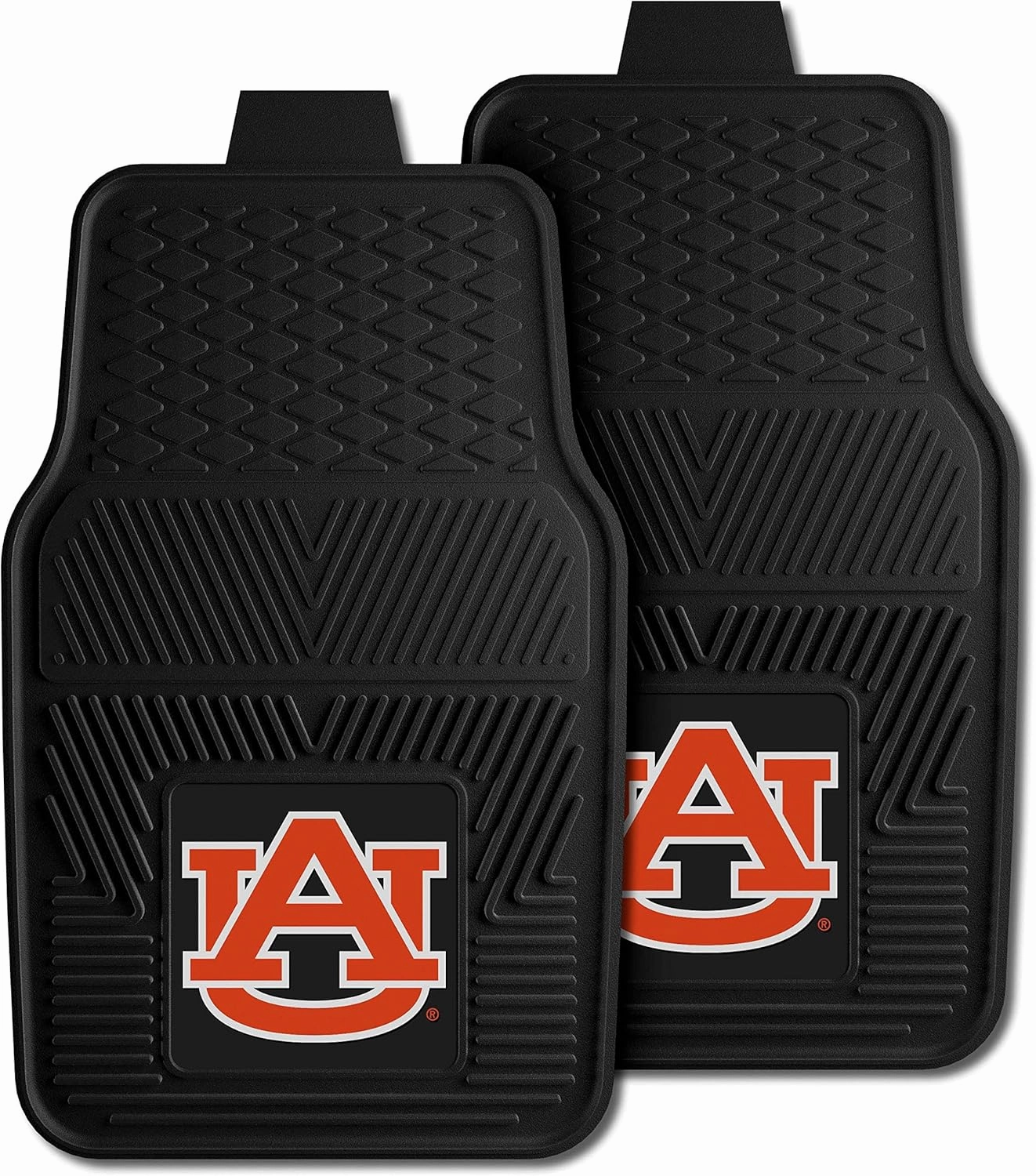 Fanmats Auburn University Tigers Set of 4 Car Mats for Cars, SUV, Pickups - All Weather Protection, Deep Reservoir Design, Universal Fit - 3D NCAA Team Logo - 29x17 Front - 14x 17 Rear Mat