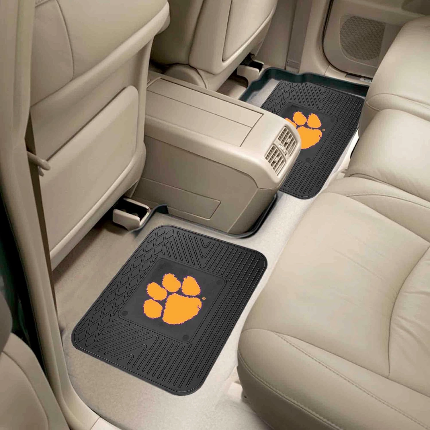 Fanmats Clemson University Tigers Set of 4 Car Mats for Cars, SUV, Pickups - All Weather Protection, Deep Reservoir Design, Universal Fit - 3D NCAA Team Logo - 29x17 Front - 14x 17 Rear Mat