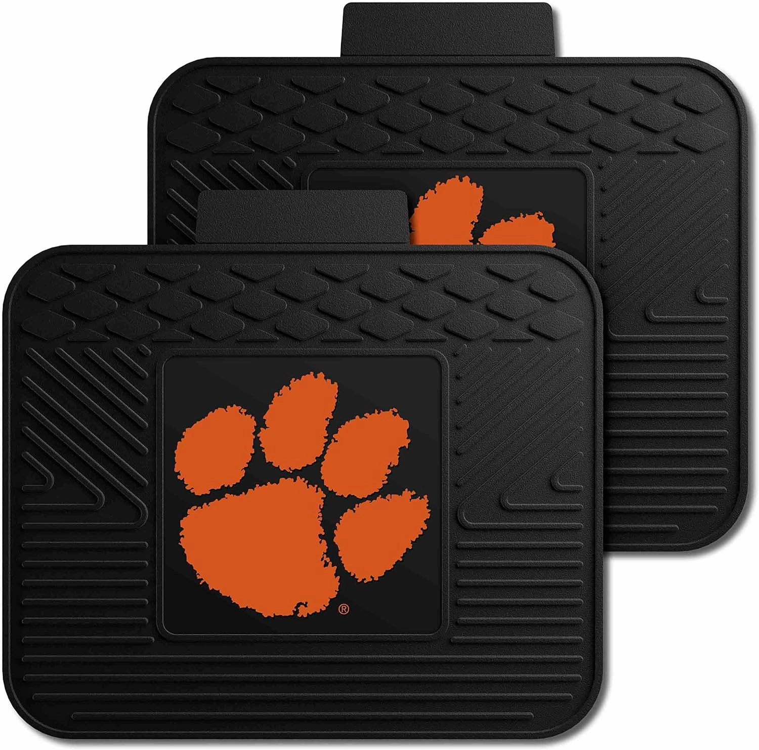 Fanmats Clemson University Tigers Set of 4 Car Mats for Cars, SUV, Pickups - All Weather Protection, Deep Reservoir Design, Universal Fit - 3D NCAA Team Logo - 29x17 Front - 14x 17 Rear Mat