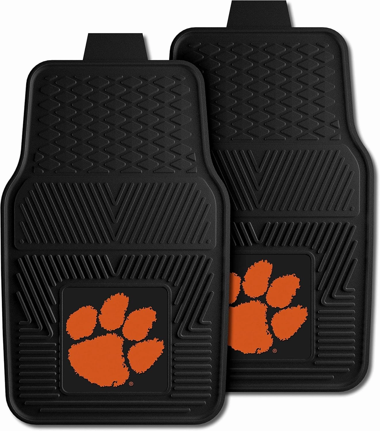 Fanmats Clemson University Tigers Set of 4 Car Mats for Cars, SUV, Pickups - All Weather Protection, Deep Reservoir Design, Universal Fit - 3D NCAA Team Logo - 29x17 Front - 14x 17 Rear Mat