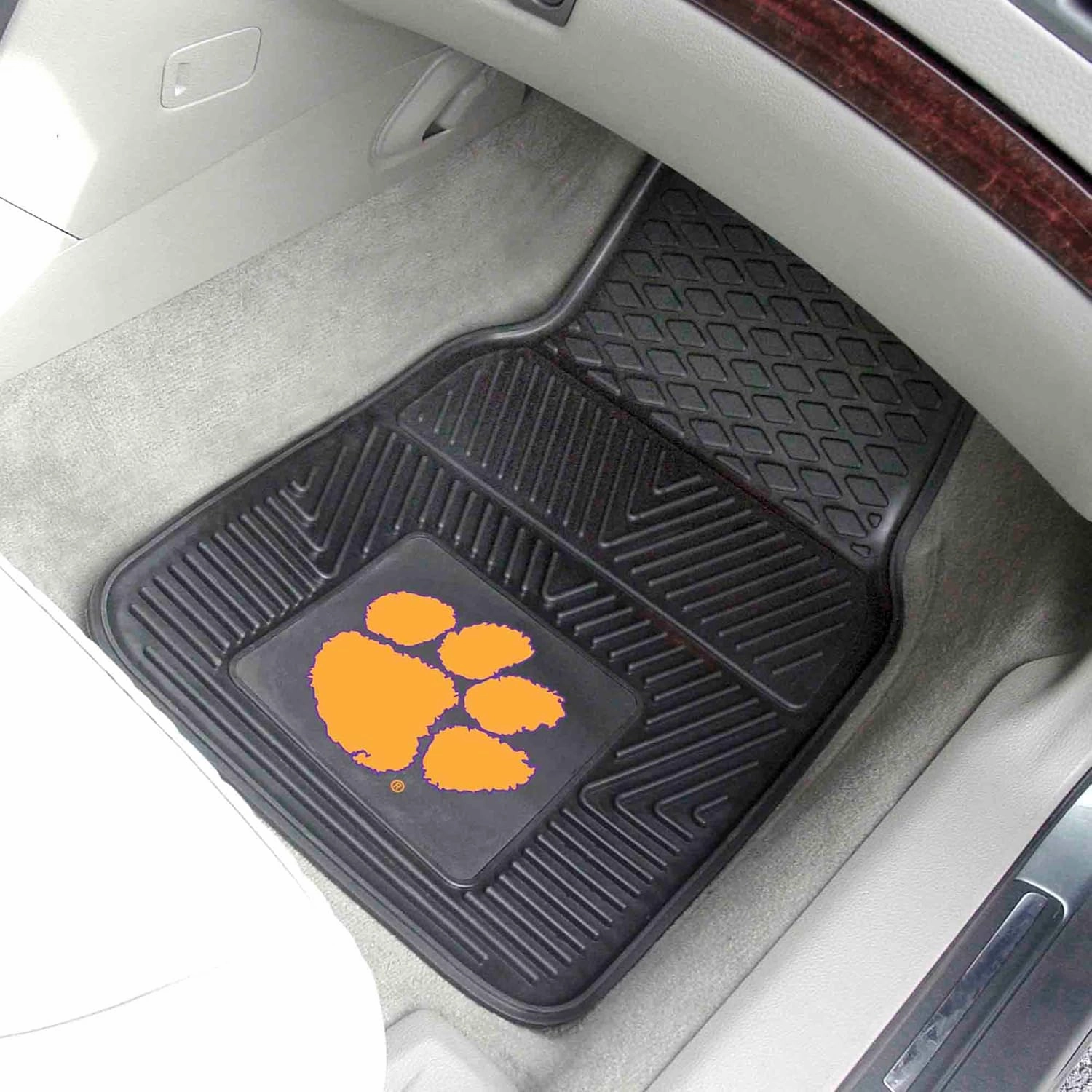 Fanmats Clemson University Tigers Set of 4 Car Mats for Cars, SUV, Pickups - All Weather Protection, Deep Reservoir Design, Universal Fit - 3D NCAA Team Logo - 29x17 Front - 14x 17 Rear Mat