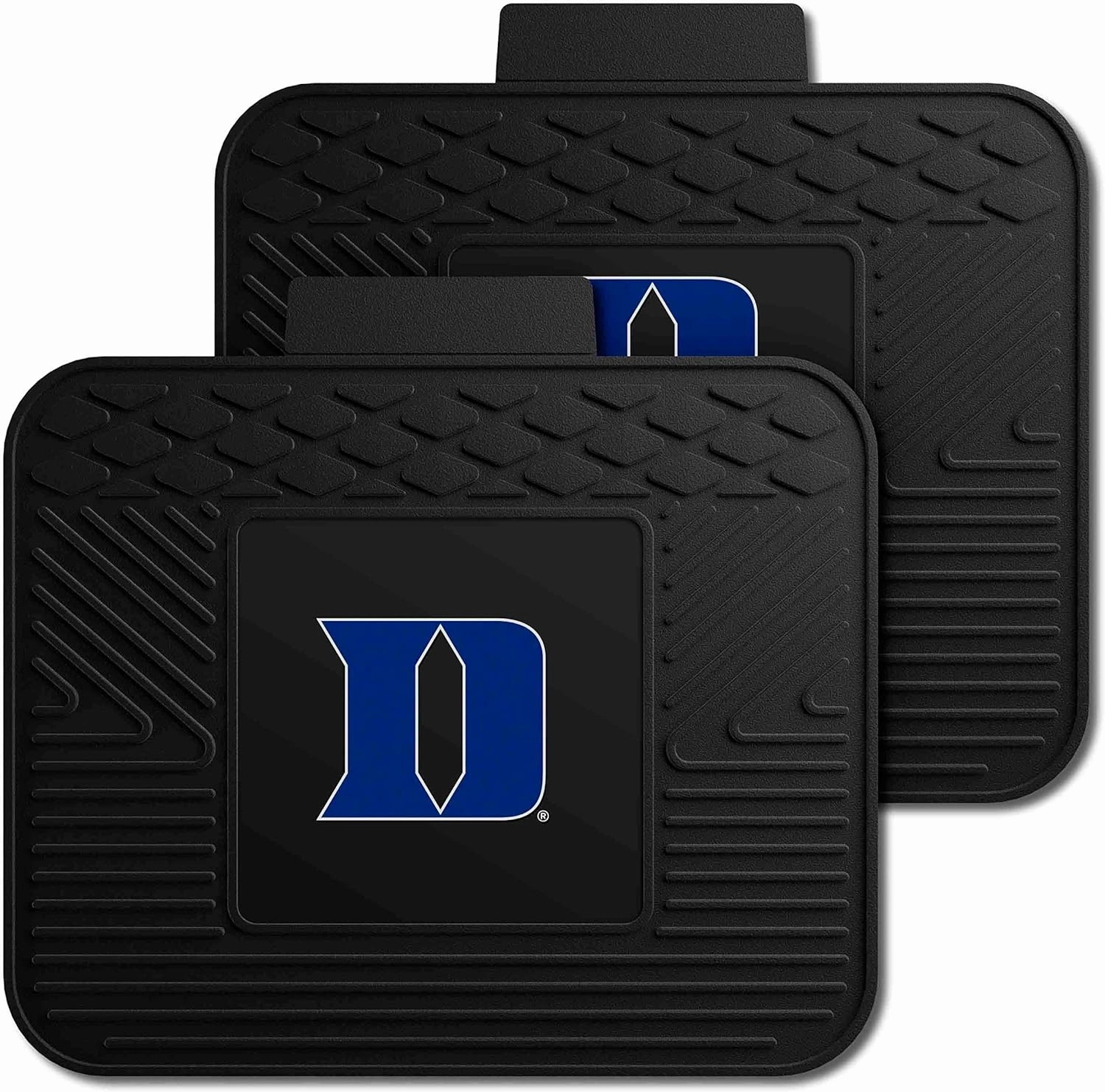 Fanmats Duke University Blue Devils Set of 4 Car Mats for Cars, SUV, Pickups - All Weather Protection, Deep Reservoir Design, Universal Fit - 3D NCAA Team Logo - 29x17 Front - 14x 17 Rear Mat