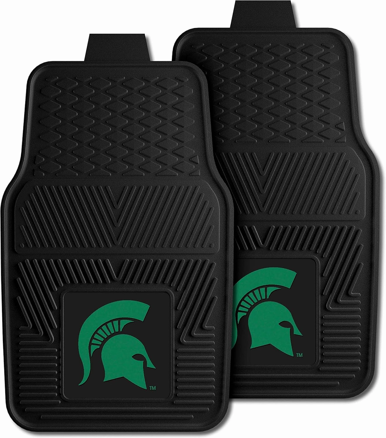 Fanmats Michigan State University Spartans Set of 4 Car Mats for Cars, SUV, Pickups - All Weather Protection, Deep Reservoir Design, Universal Fit - 3D NCAA Team logo-29x17 Front-14x 17 Rear Mat