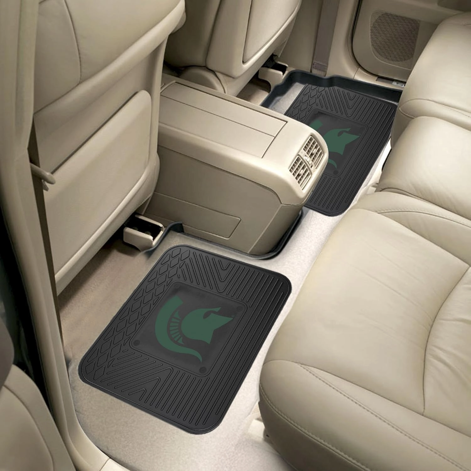 Fanmats Michigan State University Spartans Set of 4 Car Mats for Cars, SUV, Pickups - All Weather Protection, Deep Reservoir Design, Universal Fit - 3D NCAA Team logo-29x17 Front-14x 17 Rear Mat