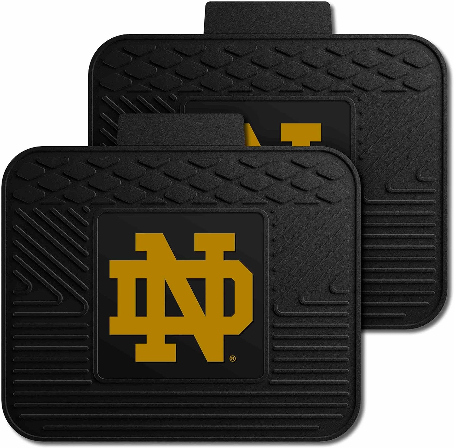 Fanmats University of Notre Dame Fighting Irish Set of 4 Car Mats for Cars, SUV, Pickups - All Weather Protection, Deep Reservoir Design, Universal Fit-3D NCAA ND logo-29x17 Front-14x17 Rear Mat