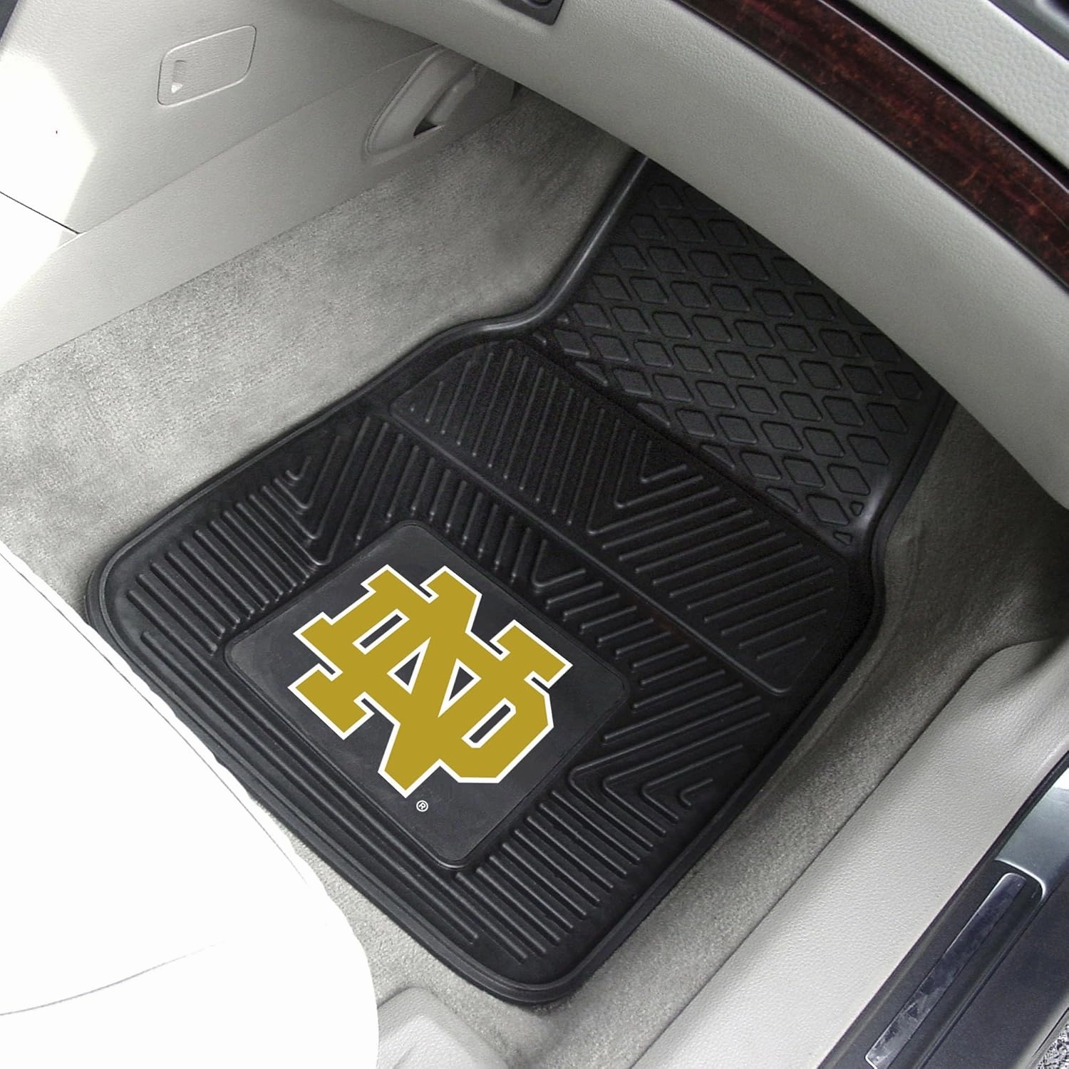 Fanmats University of Notre Dame Fighting Irish Set of 4 Car Mats for Cars, SUV, Pickups - All Weather Protection, Deep Reservoir Design, Universal Fit-3D NCAA ND logo-29x17 Front-14x17 Rear Mat