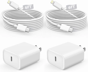 Fast Charger iPhone,iPhone Charger Fast Charging 2Pack USB C Wall Charger Block Fast i Phone Chargers 6FT Type-C USB C to Lightning Cable Cord for iPhone14/14Plus/13/12/11 Pro Max,Mini,8,iPad/AirPods power cord,hi-fi power cable,AC power lead,