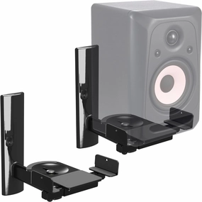 FDM Universal Speaker Wall Mount One Pair of Side Clamping Bookshelf Speaker Mount Bracket with Swivel and Tilt for Sound Speakers (Black) studio monitors,nearfield speakers,mixing reference monitors,
