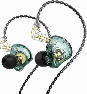 FEDAI TRN MT1 1DD HiFi Earphone Headphones, TRN MT1 in-Ear Earbuds with New 10mm Composite Magnetic Dynamic Driver Over Ear Headset with Detachable 2 Pin 0.75MM Cable(No mic,Clear Green) in-ear monitors,hi-fi IEMs,studio earphones,