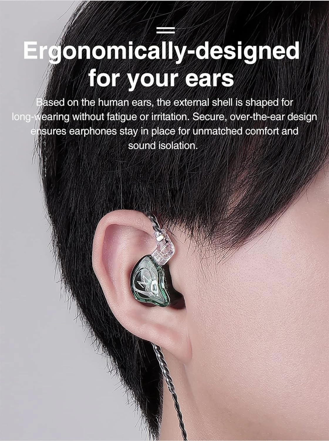 FEDAI TRN MT1 1DD HiFi Earphone Headphones, TRN MT1 in-Ear Earbuds with New 10mm Composite Magnetic Dynamic Driver Over Ear Headset with Detachable 2 Pin 0.75MM Cable(No mic,Clear Green)