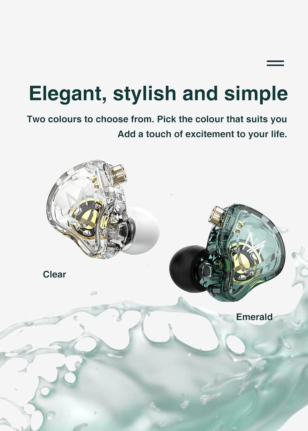 FEDAI TRN MT1 in-Ear Earphone Monitors, HiFi in-Ear Earphone Earbud with New 10mm Composite Magnetic Dynamic in Ear Earphone Headphones for Running Sport in-Ear Earphone(with mic,Transparent)