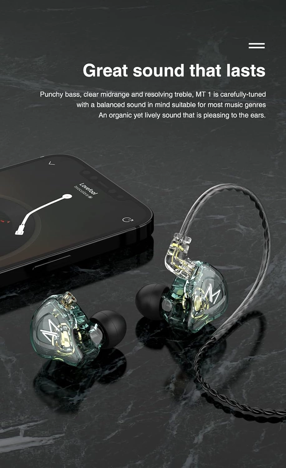 FEDAI TRN MT1 in-Ear Earphone Monitors, HiFi in-Ear Earphone Earbud with New 10mm Composite Magnetic Dynamic in Ear Earphone Headphones for Running Sport in-Ear Earphone(with mic,Transparent)