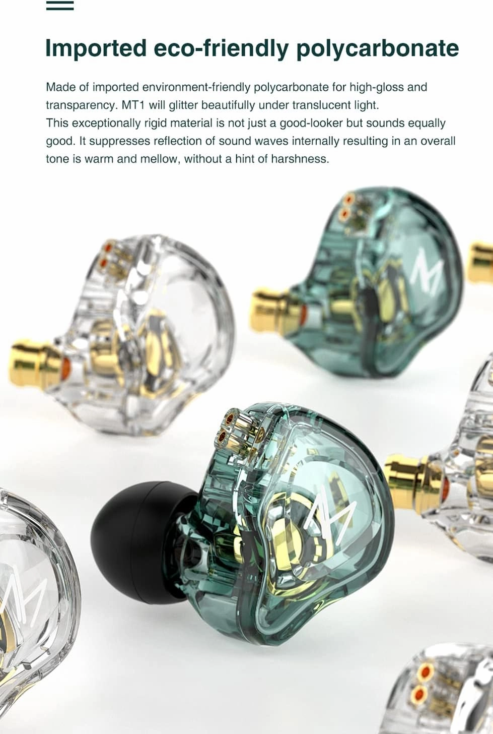 FEDAI TRN MT1 in-Ear Earphone Monitors, HiFi in-Ear Earphone Earbud with New 10mm Composite Magnetic Dynamic in Ear Earphone Headphones for Running Sport in-Ear Earphone(with mic,Transparent)
