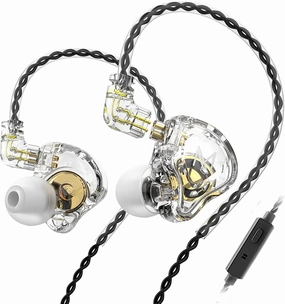 FEDAI TRN MT1 in-Ear Earphone Monitors, HiFi in-Ear Earphone Earbud with New 10mm Composite Magnetic Dynamic in Ear Earphone Headphones for Running Sport in-Ear Earphone(with mic,Transparent) in-ear monitors,hi-fi IEMs,studio earphones,
