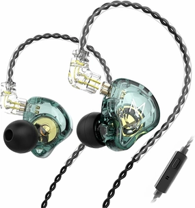 FEDAI TRN MT1 in-Ear Monitor Earbuds with 10mm Composite Magnetic Dynamic Driver, HiFi Headset with Detachable C Pin 0.75MM Cable (with mic, Clear Blue) in-ear monitors,hi-fi IEMs,studio earphones,