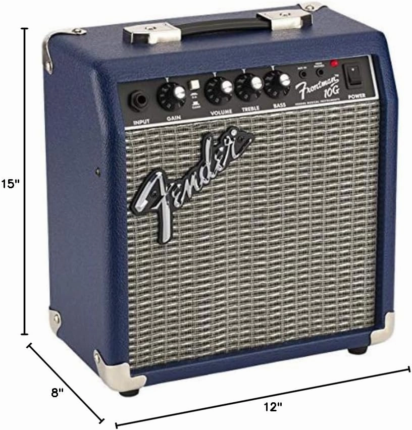 Fender Frontman 10G Guitar Combo Amplifier - Midnight Blue Bundle with Instrument Cable and Picks