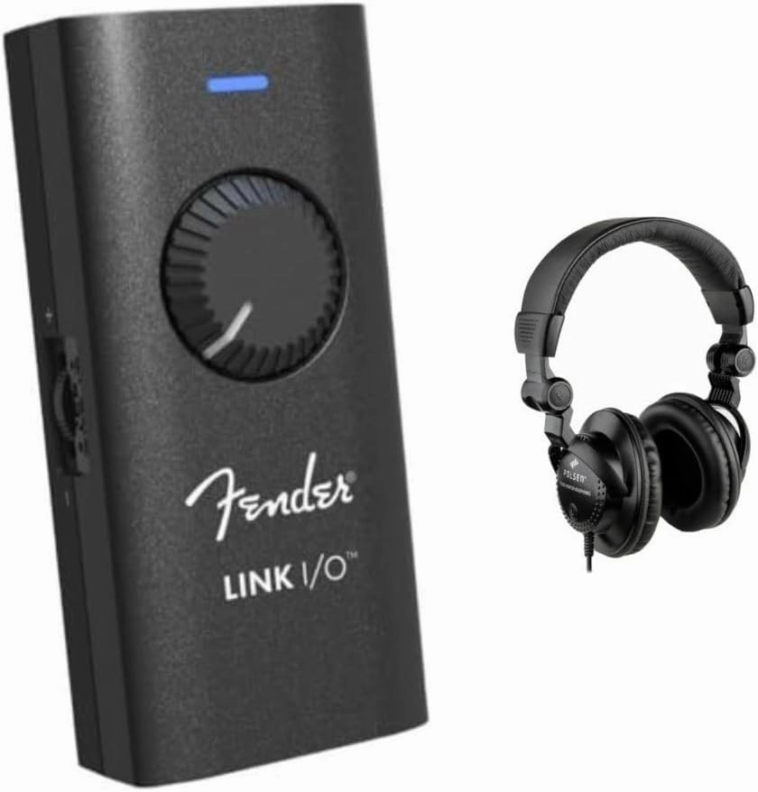 Fender Link I/O Portable USB-C Audio Interface, Fits in Your Pocket, Provides Pristine, Bi-directional Audio over USB connection Bundle with Polsen HPC-A30 Closed-Back Studio Monitor Headphones studio monitors,nearfield speakers,mixing reference monitors,