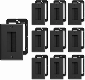 FGB 10 Pack Brush Wall Plate with Low Voltage Mounting Bracket, Cable Pass Through Insert for Wires, Single Gang Cable Access Strap, Wall Socket for HDTV, Home Theater Systems - Black home cinema system,5.1 home theater,surround sound package,