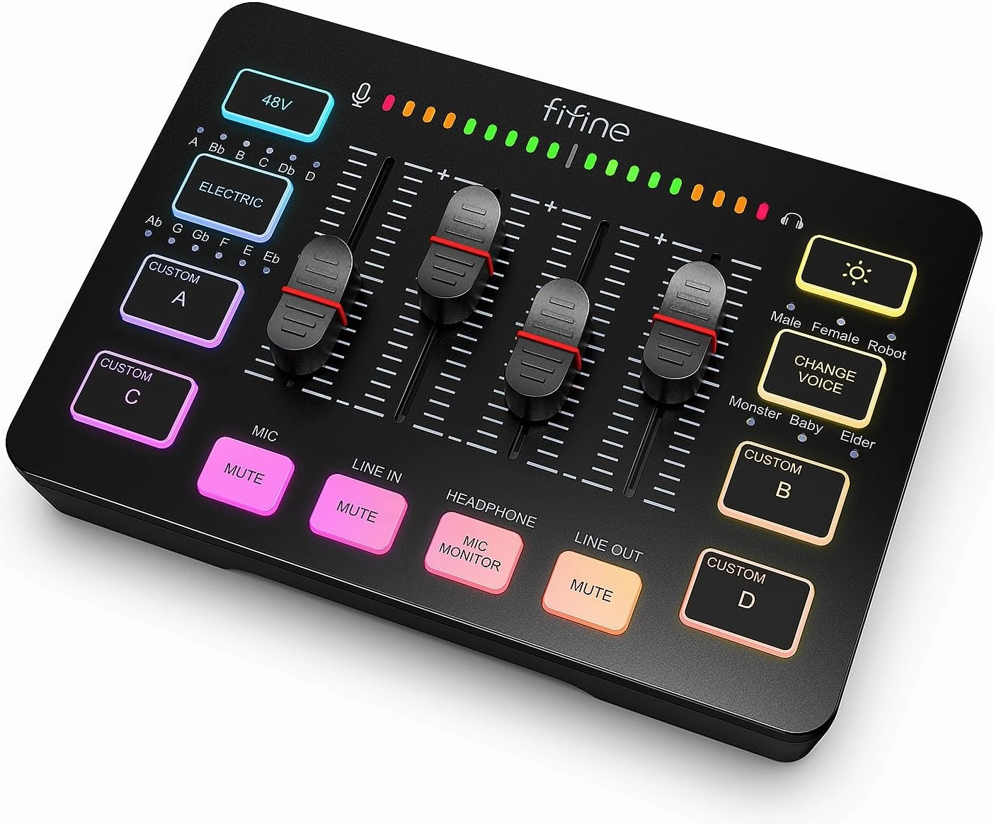 FIFINE Gaming Audio Mixer, Streaming RGB PC Mixer with XLR Microphone Interface, Individual Control, Volume Fader, Mute Button, 48V Phantom Power, for Podcast/Recording/Vocal/Game Voice-AmpliGame SC3 DAC,USB audio converter,digital to analog converter,