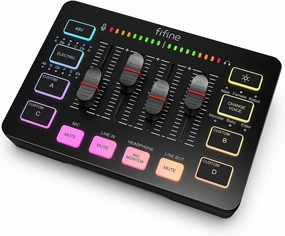 FIFINE Gaming Audio Mixer, Streaming RGB PC Mixer with XLR Microphone Interface, Individual Control, Volume Fader, Mute Button, 48V Phantom Power, for Podcast/Recording/Vocal/Game Voice-AmpliGame SC3 DAC,USB audio converter,digital to analog converter,