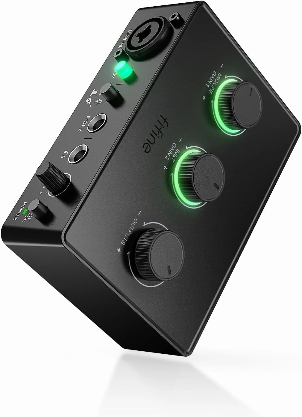FIFINE PC Audio Mixer for Recording Music, USB Interface for Streaming and Podcasting with XLR, Monitor, 48V Phantom Power, Gain Knob, for Instrument Guitar/Video Content Creation/Vocal-Ampli 1 audio interface,USB interface,music recording input,