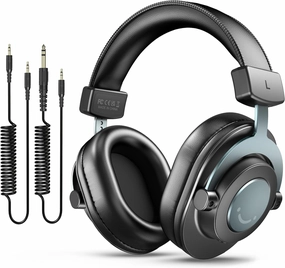 FIFINE Studio Monitor Headphones for Recording-Over Ear Wired Headphones for Podcast Monitoring, Streaming Comfortable Equipment with Detachable Cables 3.5mm or 6.35mm Jack, Black, on PC/Mixer-H8 over-ear headphones,closed back headphones,wireless studio c