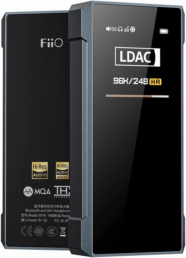 FiiO BTR7 Headphone Amp Bluetooth Receiver High Resolution Portable DAC Supports MQA/LDAC/aptX HD 384K/32Bit DSD256 for Phone/PC/Car/Home Audio(Titanium) hi-res portable player,digital audio player,DAP lossless,