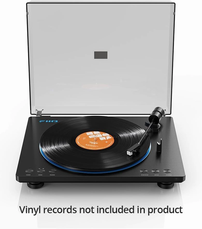 FiiO TT13 Fully Automatic Vinyl Stereo Turntable(Analog), Powerful Phono preamp, Dust Cover, Die-cast Aluminum Platter (TT13 Black Bluetooth)