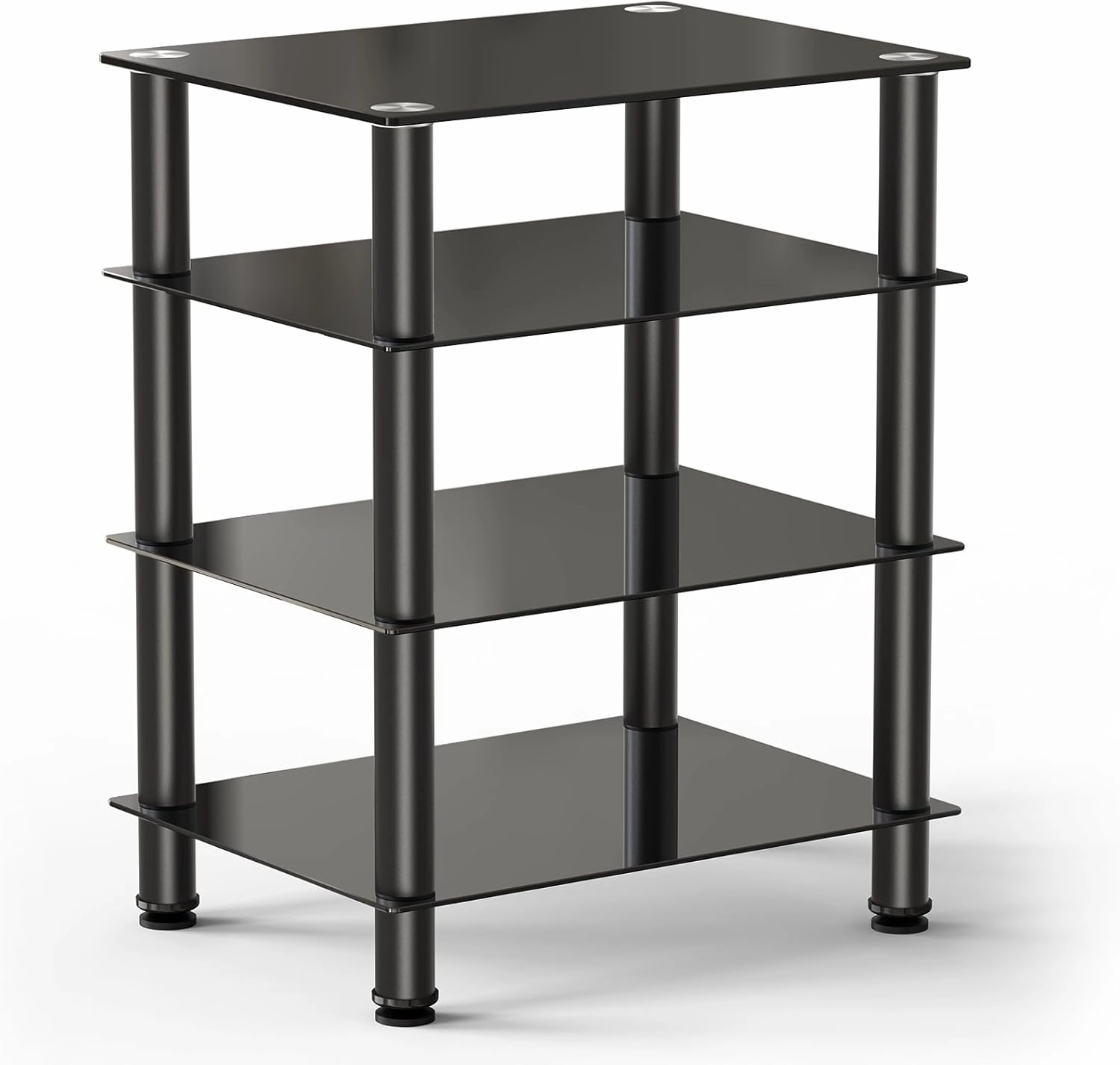 FITUEYES 4-Tier Media Stand Audio/Video Component Cabinet with Glass Shelf for/Apple Tv/Xbox One/ps4 AS406001GB equipment cabinet,AV gear cabinet,component enclosure,