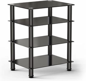 FITUEYES 4-Tier Media Stand Audio/Video Component Cabinet with Glass Shelf for/Apple Tv/Xbox One/ps4 AS406001GB equipment cabinet,AV gear cabinet,component enclosure,