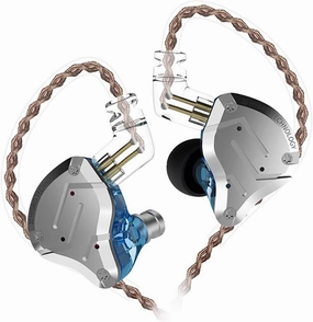 Five Driver Headphones,KZ ZS10 PRO High Fidelity Noise-Isolating Earbuds/Earphones with Detachable Cable 2Pin 0.75mm (Without MIC, Blue) reference headphones,neutral sound headphones,monitor headphones,