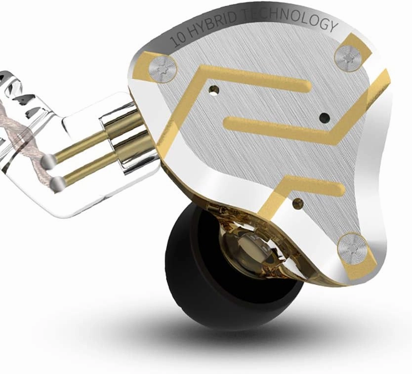Five Driver Headphones,KZ ZS10 PRO High Fidelity Noise-Isolating Earbuds/Earphones with Detachable Cable 2Pin 0.75mm (Without MIC, Glare Gold)