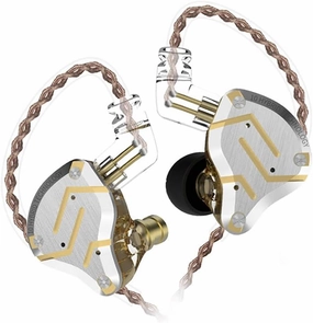 Five Driver Headphones,KZ ZS10 PRO High Fidelity Noise-Isolating Earbuds/Earphones with Detachable Cable 2Pin 0.75mm (Without MIC, Glare Gold) reference headphones,neutral sound headphones,monitor headphones,