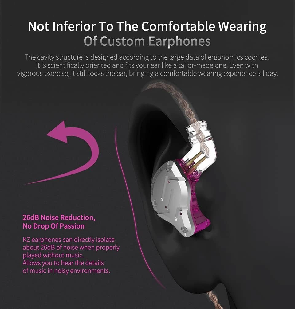Five Driver Headphones,KZ ZS10 PRO High Fidelity Noise-Isolating Earbuds/Earphones with Detachable Cable 2Pin 0.75mm (Without MIC, Sand Black)