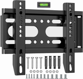 Fixed TV Wall Mount Bracket for Most 14 17 19 21 24 27 32 37 39 42 inch Flat TVs & Monitor, Small Ultra Slim TV Mount Max VESA 200x200mm and 55lbs Loading Capacity, Computer Monitor Wall Mount speaker wall mount,audio bracket,AV wall mounting,
